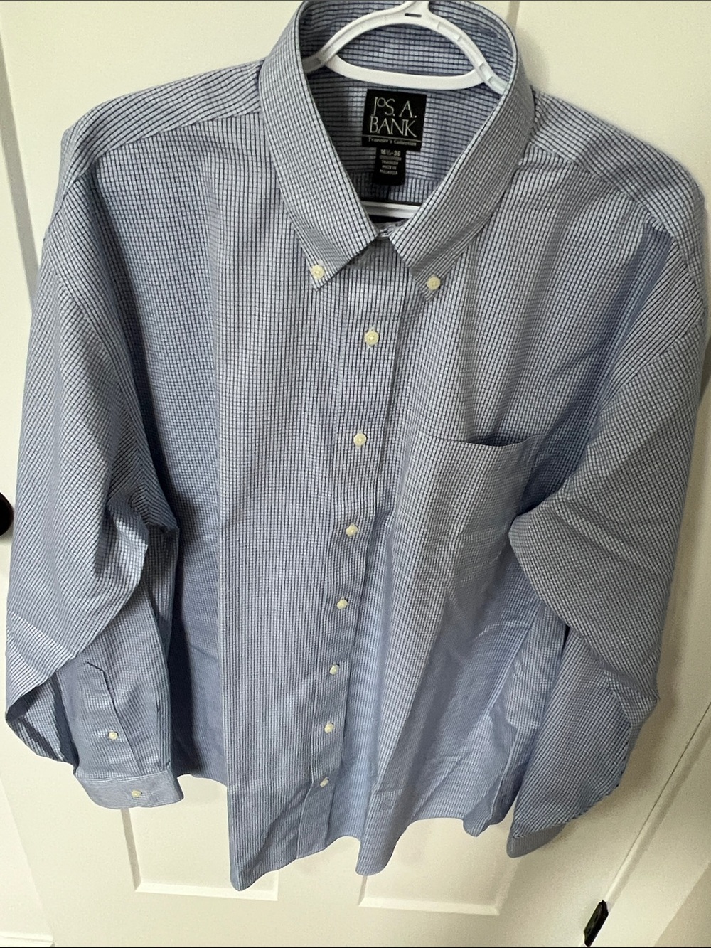 Jos. A. Bank Traveler's Collection Blue Gingham Dress Shirt 16.5-36 NWOT